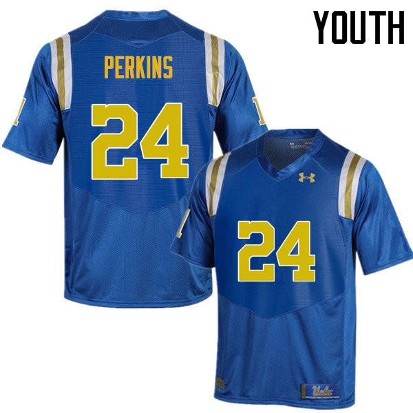 Youth #24 Paul Perkins UCLA Bruins Under Armour College Football Jerseys Sale-Blue